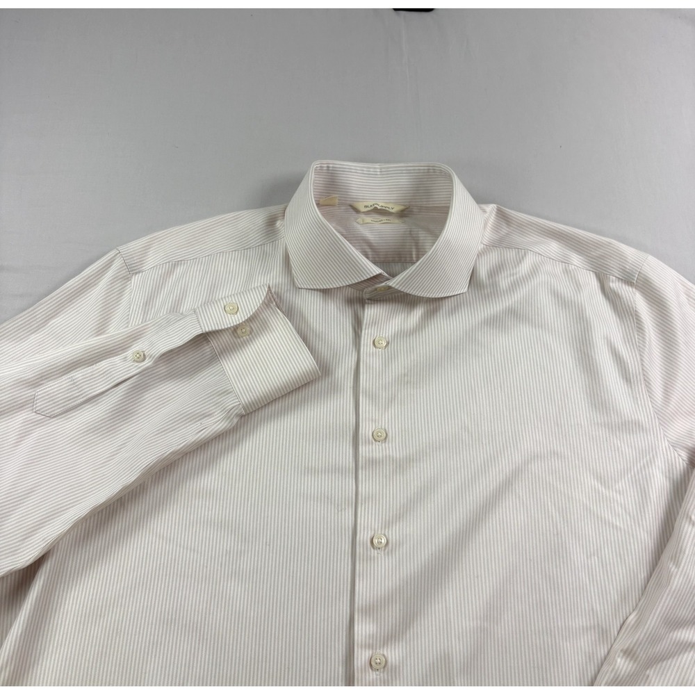 Suitsupply Shirt Mens 45 17 3/4 Pink Striped Button Up Long Sleeve Formal Casual